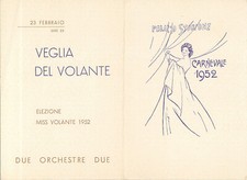 Padova. Programma PALAZZO STORIONE Carnevale 1952. Con i 2 disegni originali