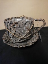 TAZZA PORTA BUSTINE DI ZUCCHERO PORTA DOLCI CACHEPOT LEGNO E SALICE ZUCCHERIERA 