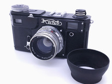 Appareil photo ancien Kiev II laqué noir, copie russe du Zeiss Ikon Contax II