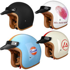 Casque de moto ouvert vintage, retro, vespa, jet - doublure en cuir synthétique