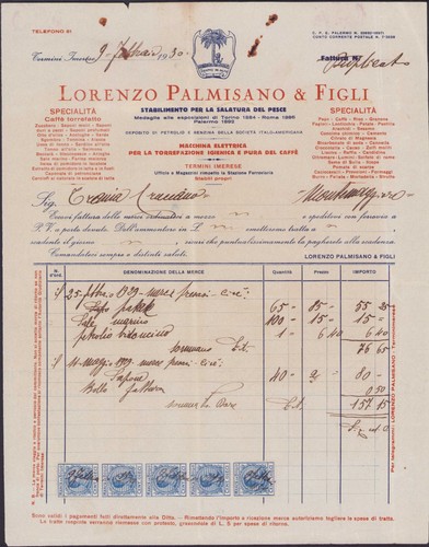 Termini imerese 1930 fattura - imerese,