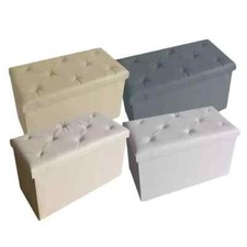 PUFF POUF CONTENITORE ECOPELLE PANCA BAULE IMBOTTITO BOTTONI TRAPUNTATO