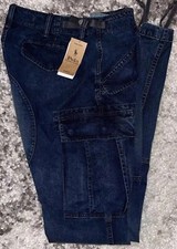 Polo Ralph Lauren Paracadutista Moto Denim Jeans Uomo 30x34 Pantalone Cargo Militare