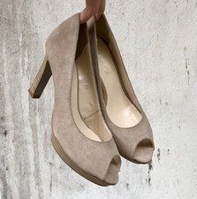 Décolleté open toe Alesya beige scamosciate