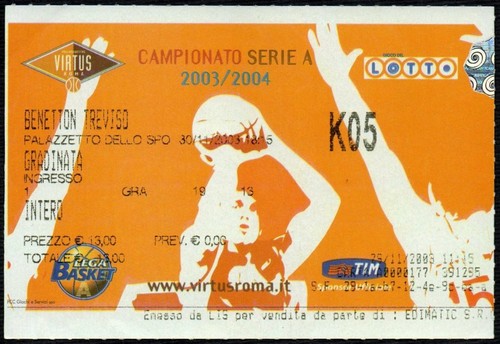 Ticket virtus roma benetton - roma,