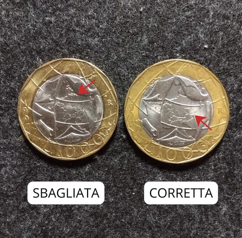 Moneta 1000 lire con errore - 1000,