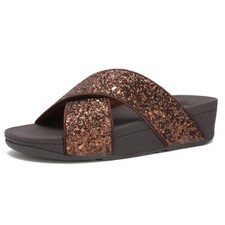 Fitflop ciabatte donna estive paillettes incrociate sandali mules spiaggia scarpe plateau