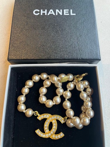 Collana chanel strass perla - collana,