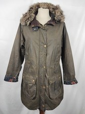 Giacca Barbour cerata verde da donna tg.40 Uk10-Wax Olive Hood Tors Jacket uk...