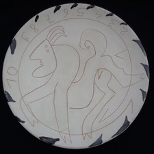 GRANDE PIATTO TOMMASSO CASCELLA DIPINTO A INGOBBIO CERAMICA POTTERY RARA 1991