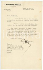 1951 BOLOGNA Lettera Raimondo MANZINI Direttore "L'Avvenire d'Italia" AUTOGRAFO