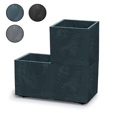 Set Vasi quadrati rettangolari Sierra moderni simil cemento fioriere in plastica