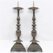 CANDELIERI IN BRONZO MASSICCIO 1700 XVIII sec CANDELABRI PORTACANDELA D’EPOCA