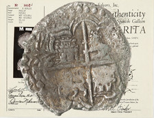 MEL FISHER COA & TAG 1622 FLOTTA ATOCHA ~ SANTA MARGARITA 1622 BOLIVIA 8 REALES