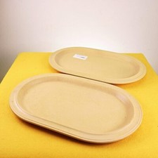 coppia di piatti da portata ovali in ceramica gresline anni 60, franco pozzi