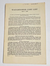 1964 WATCHTOWER COST LIST