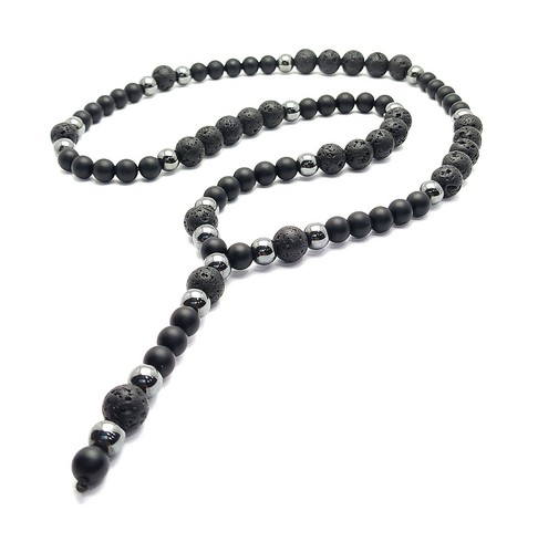 Collana perle lunghe nere - collana,