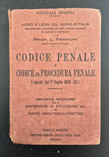 Manuale Hoepli Codice Penale e Codice di Procedura Penale Anno 1931