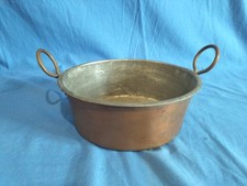 Antica Pentola Casseruola Tegame In Rame Stagnato Con Manici 