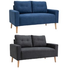 HOMCOM Divano Moderno 2 Posti Stile Nordico in Tessuto e Legno