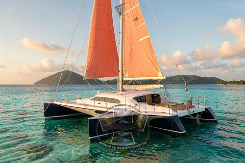 Catamarano bianco doppio scafo