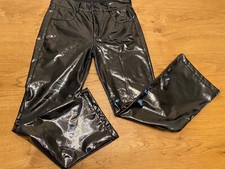 Pantaloni donna neri lucidi invernali Chiara Biasi taglia S simil pelle