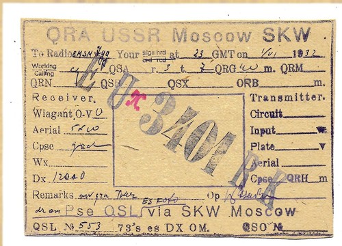 Radio qsl 3401 mosca - eu, 3401-rk