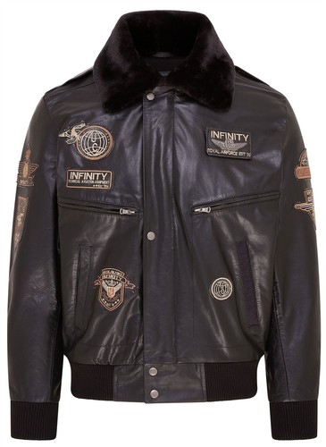 Uomo nero pelle bomber - uomo,