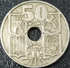 SPAGNA MONETA 50 CENTESIMI  1949 CIRCOLATA