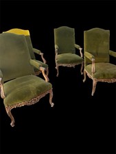 Spettacolare Salotto Dorato 4 Poltrone Piu 1 Divano Stile Reggenza Epoca 800