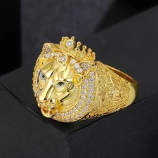 ANELLO UOMO CON CORONA LEONE STILE VINTAGE SIZE 20,37 CIRCA