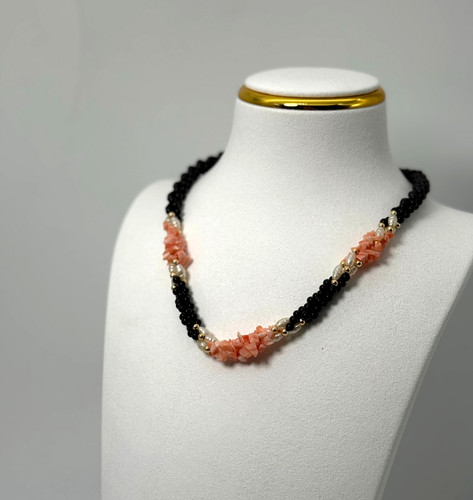 Collana vintage perline nere - perline,