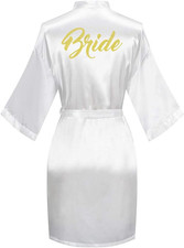 Vestaglia Donna in Raso Kimono Accappatoi E Vestaglie Da Sposa Bianca Camicia Da