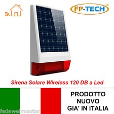 SIRENA SOLARE PER ESTERNO SENZA FILI WIRELESS AUTOALIMENTATA AUTONOMA 120DB CASA