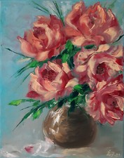 Pittura rose rosa fiore arte