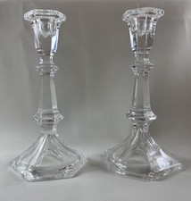 Coppia portacandele conici vetro cristallo vintage base esagonale eleganti 8"