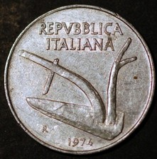 Italia 10 Lire 1974 KM# 93