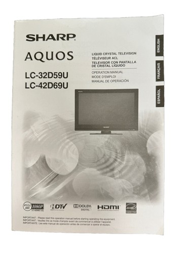 Sharp aquos 32d59u - aquos, lc-32d59u