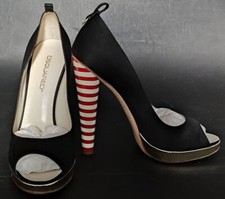 DSQUARED2 Sandal Barber Shop raso black - gold plateau - tacco/heel 180 size 40