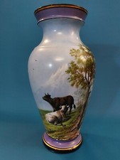 800 GINORI DOCCIA FIRENZE VASO IN PORCELLANA DIPINTO A MANO MUCCHE IN ALPEGGIO