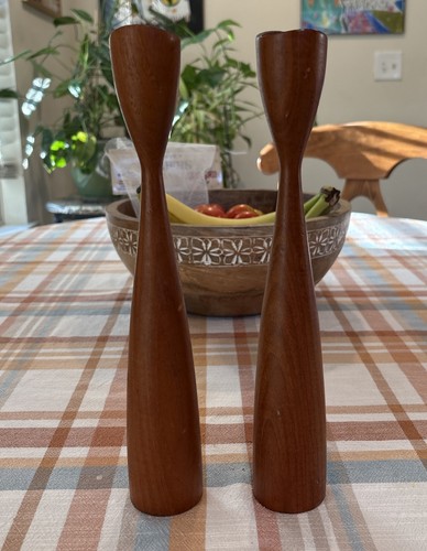 Vtg mcm tulip teak wood - teak, candle