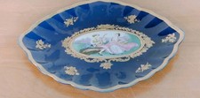 Piatto In Porcellana T. Limoges Blu Cobalto Ed Oro