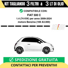 Tagliando per FIAT 500 C 1.4 74 kw - 3 Lt di Selenia + 3 Filtri anno 2009<>2023