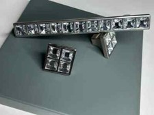 Manico in vetro cristallo italiano e coppia pomelli abbinati cristalli swarovski