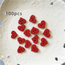 100pcs Cuore Rosso Legno