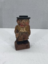 Statuina statuina vintage legno intagliato a mano piccolo uomo Anri Italy scultura 3"