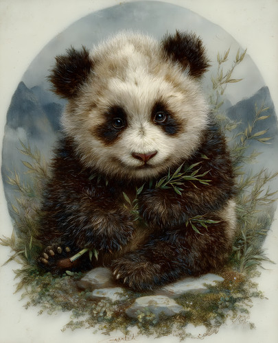 Stampa panda cub che - cub, tiene