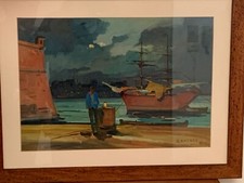 Quadro maestro RENATO NATALI - PORTO autenticato dal pittore 33x55 cm.