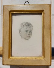 ritratto miniatura di bimbo, fine '800 inizi '900, firmato, 11 x 7.5 cm