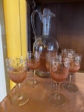 Servizio 900 Brocca Con 6 Bicchieri Liquore E Vassoio Vetro Soffiato A Mano